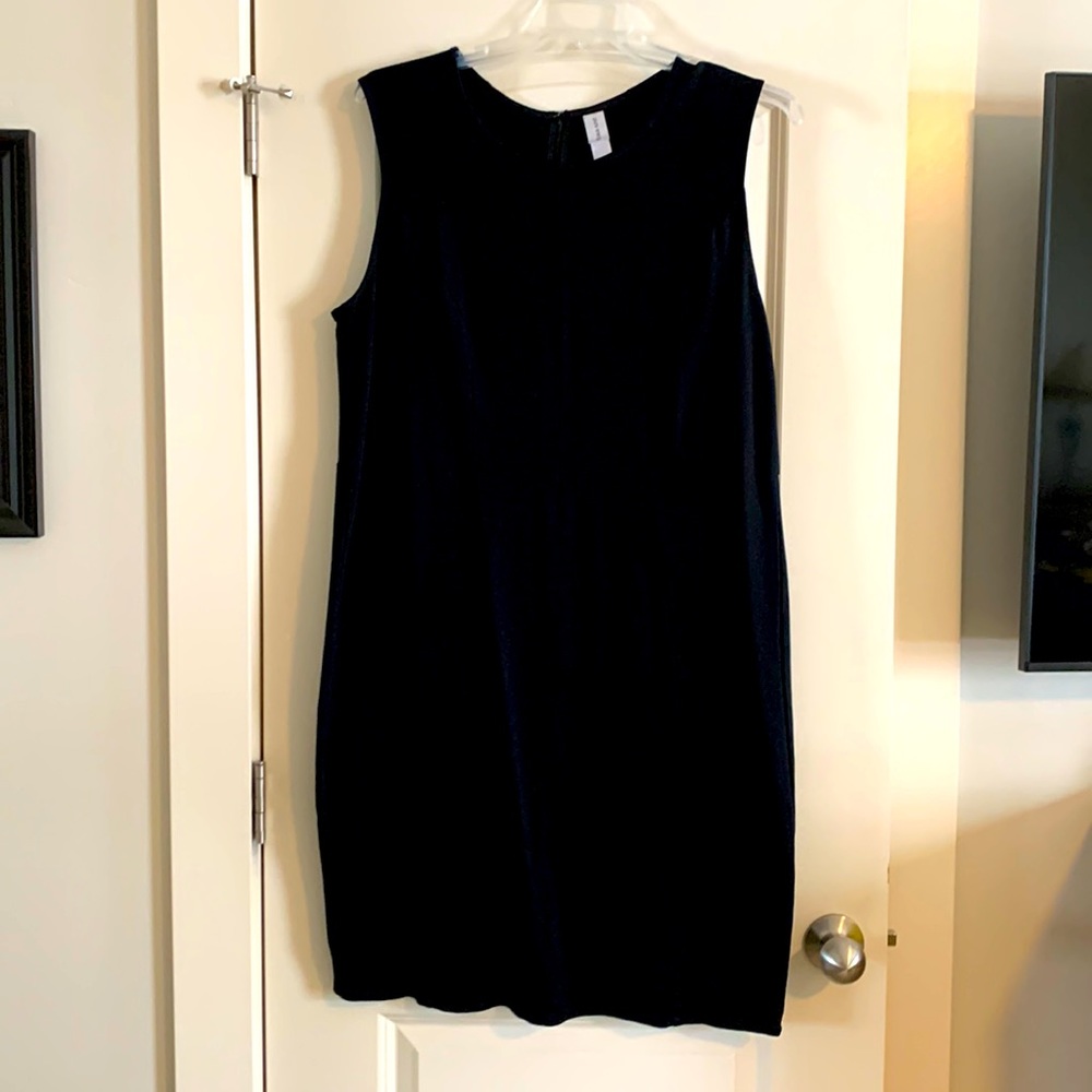 Pure energy 3x black body con shift dress, sleeveless, zip and clasp back
